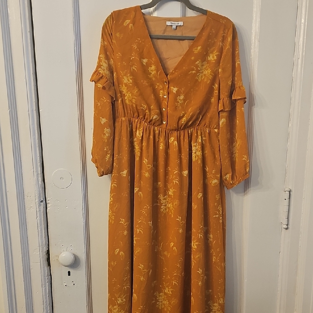 Madewell Mustard Floral Maxi Dress Madewell Size 4